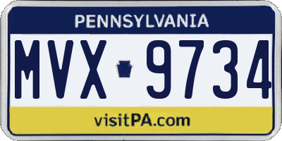 PA license plate MVX9734