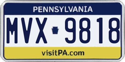 PA license plate MVX9818