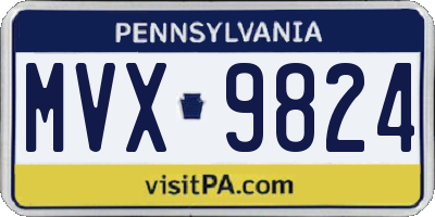 PA license plate MVX9824