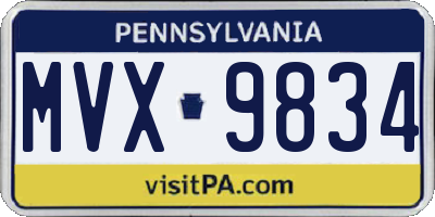PA license plate MVX9834
