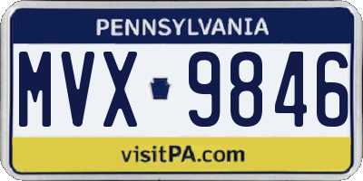 PA license plate MVX9846