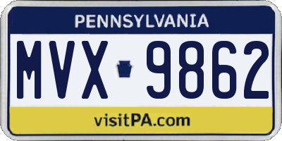 PA license plate MVX9862