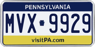 PA license plate MVX9929