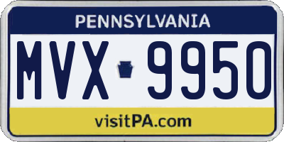 PA license plate MVX9950