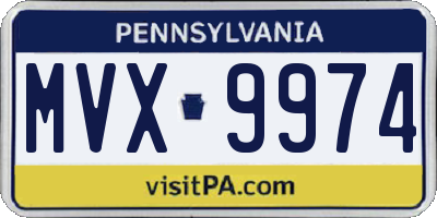 PA license plate MVX9974