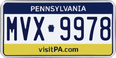 PA license plate MVX9978