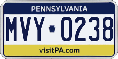 PA license plate MVY0238