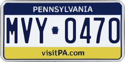PA license plate MVY0470