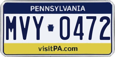 PA license plate MVY0472