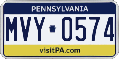 PA license plate MVY0574
