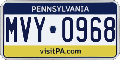 PA license plate MVY0968