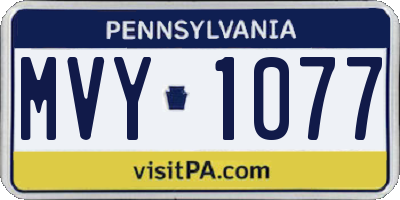 PA license plate MVY1077