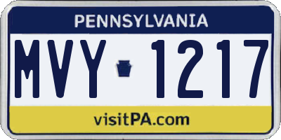 PA license plate MVY1217