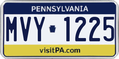 PA license plate MVY1225