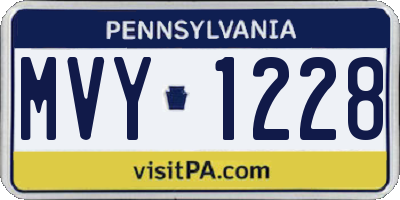 PA license plate MVY1228