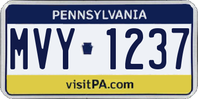 PA license plate MVY1237