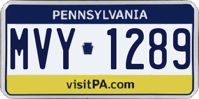 PA license plate MVY1289