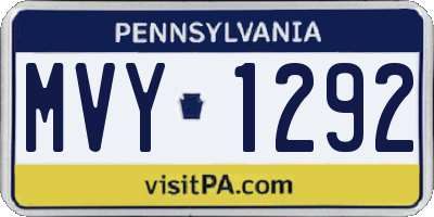 PA license plate MVY1292