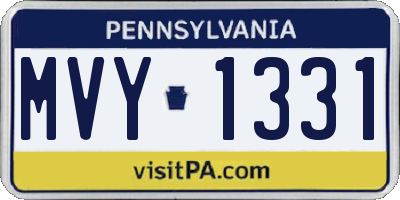 PA license plate MVY1331