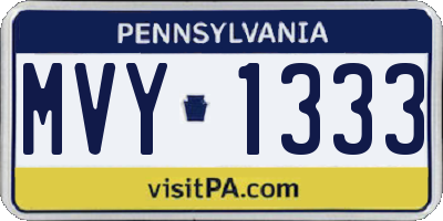 PA license plate MVY1333