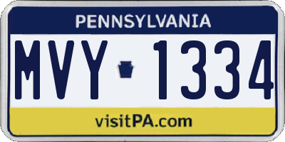PA license plate MVY1334