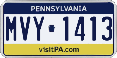 PA license plate MVY1413