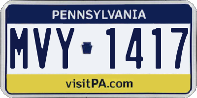 PA license plate MVY1417