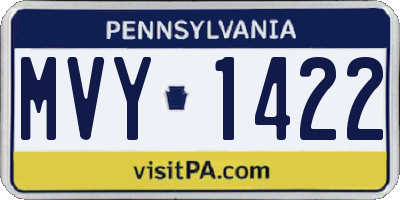 PA license plate MVY1422
