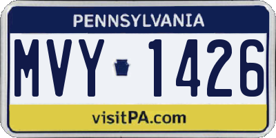 PA license plate MVY1426