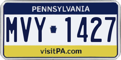 PA license plate MVY1427