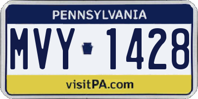 PA license plate MVY1428