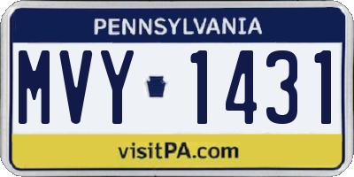 PA license plate MVY1431