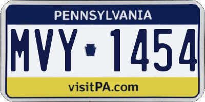 PA license plate MVY1454