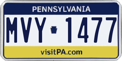 PA license plate MVY1477