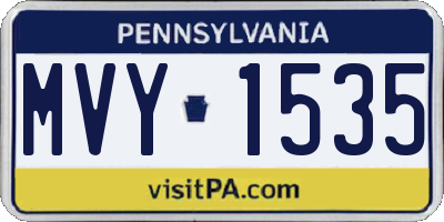 PA license plate MVY1535