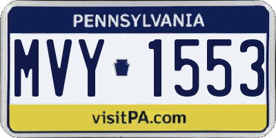 PA license plate MVY1553