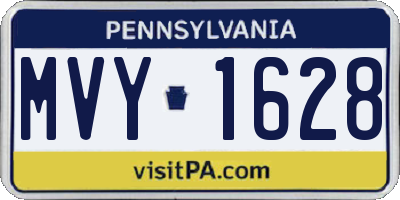PA license plate MVY1628