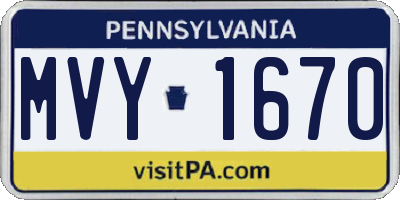 PA license plate MVY1670