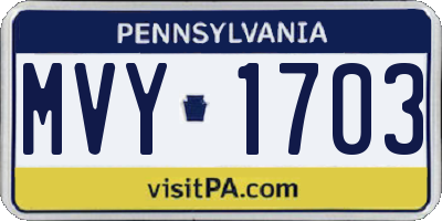 PA license plate MVY1703