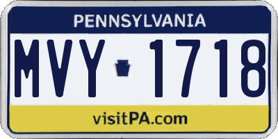 PA license plate MVY1718