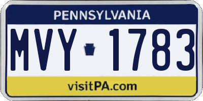 PA license plate MVY1783