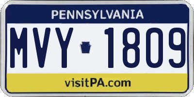 PA license plate MVY1809