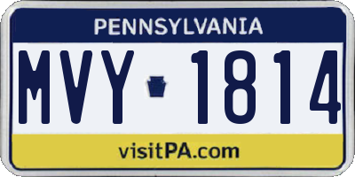 PA license plate MVY1814
