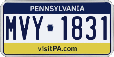 PA license plate MVY1831