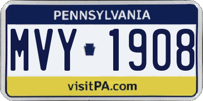 PA license plate MVY1908