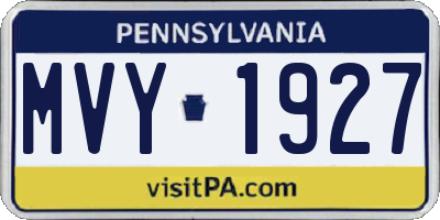 PA license plate MVY1927