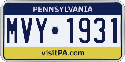 PA license plate MVY1931