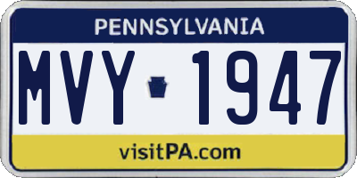 PA license plate MVY1947