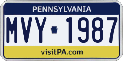 PA license plate MVY1987