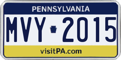 PA license plate MVY2015